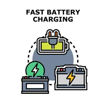 Fast battery charging technology concept icons Stockillustratie
