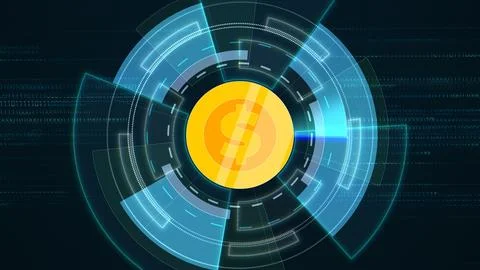 Fast Binary Code Business Economy  2D Coin Rotation 360 Degree in Technolog.. Stock Illustration