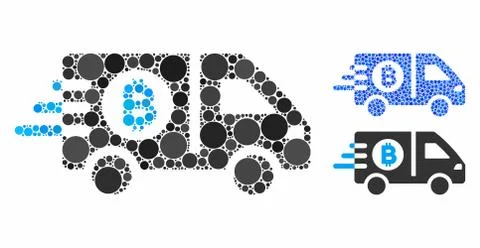 Fast Bitcoin Delivery Car Composition Icon of Circles Stock Illustration