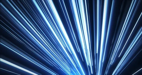 Fast blue light streaks rushing forward on dark background, futuristic speed Stock Footage 324957073
