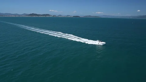 Fast boat aerial view Stock Footage 100667257