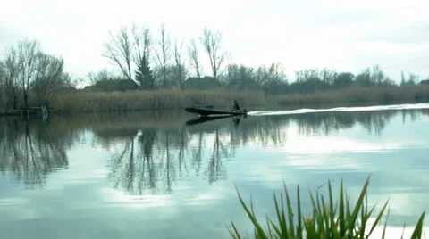 Fast boat passing by Stock Footage 34654020