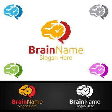 Fast Brain Logo with Think Idea Concept Design Illustrazione stock