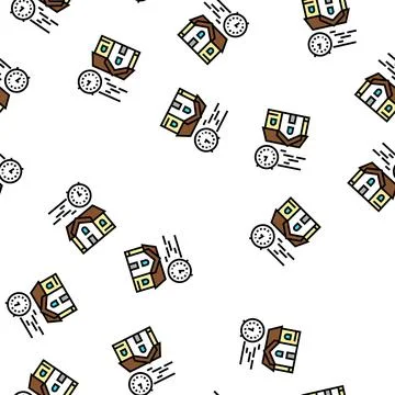 Fast building house vector seamless pattern Stock Illustration