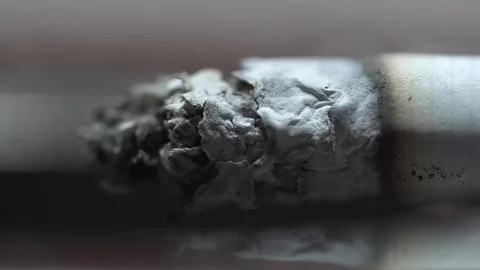 Fast burning macro ashes cigarette isolated Stock Footage 119078769