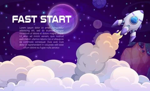 Fast business start, space rocket launch, booster Stock Illustration