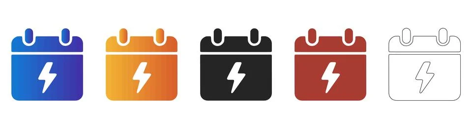 Fast calendar date icon with lightning bolt symbol Stock Illustration