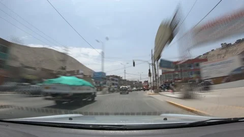 Fast camera driving through La Molina and Cieneguilla in Lima, Peru Stock Footage 141948989