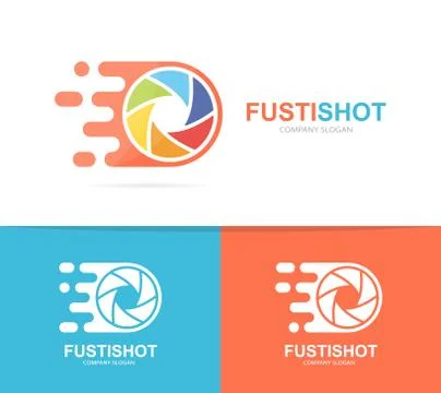 Fast camera shutter logo combination. Speed lens symbol or icon. Unique photo Stock Illustration