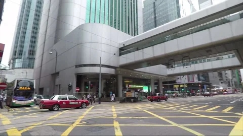 Fast camera slide move, crossroad view, Hong Kong Stock Footage 143450929