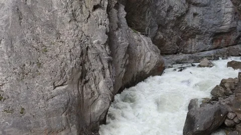 Fast canyon river flowing between narrow rocky walls Stock Footage 281949713