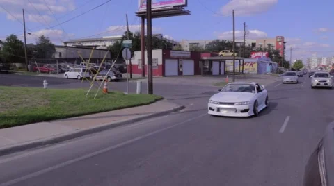 Fast car driving in the city Stock Footage 51027482