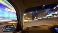 Fast Car Driving Hyperlapse Moscow City Center. Night Road Light.  Stock Footage