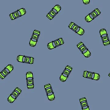 Fast car top view vector seamless pattern イラスト素材