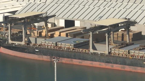 Fast cargo ship loading Stock Footage 1426643