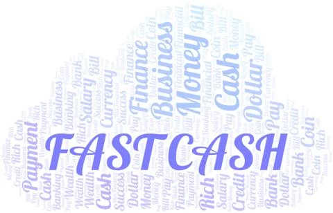 Fast Cash typography vector word cloud. Stock Illustration