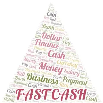 Fast Cash typography vector word cloud. Stock Illustration