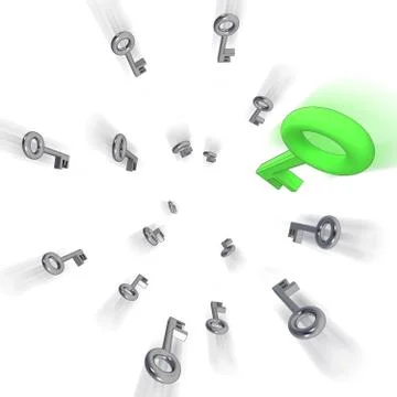 Fast central flying keys blur on white illustration 스톡 일러스트