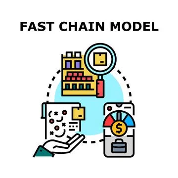 Fast chain model with supply and efficiency management Stockillustratie