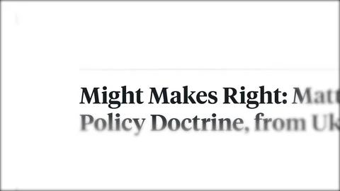 Fast-changing media headline text about Might Makes Right Stock Footage 326171836