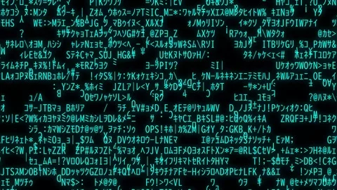Fast changing turquoise glitch code background animation Stock Footage 331474928