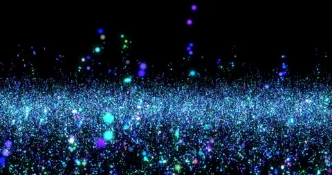 Fast chaotic motion of particles. Particules shining field. Flying light speed 動画素材 287235989