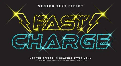 Fast charge editable text effect template 스톡 일러스트