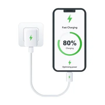 Fast Charging Battery UI Screen 80 Percent Progress Vector Illustration Stockillustratie