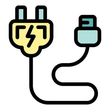 Fast charging cable connecting to power supply showing fast energy transfer Stock Illustration