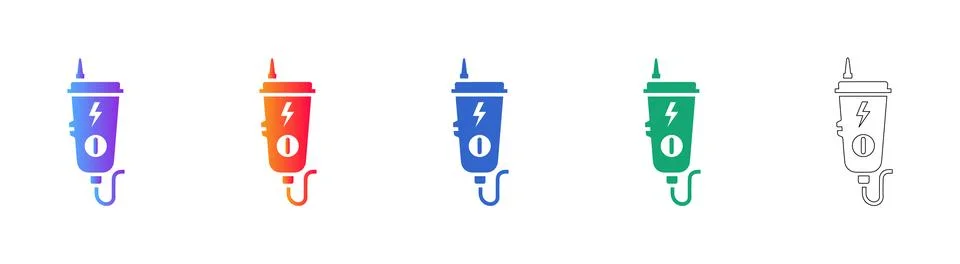Fast Charging Electric Power Tool Icon Set Stock Illustration