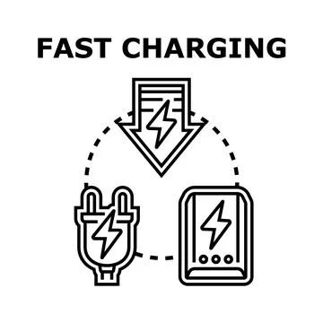 Fast charging energy current transferring to electronic device Stock Illustration