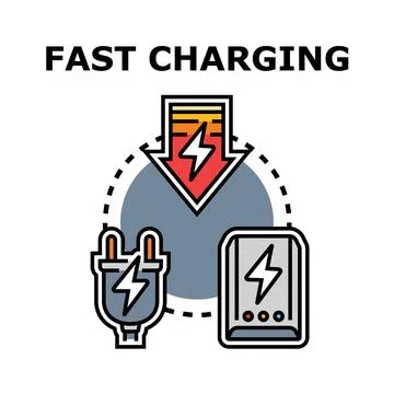 Fast charging energy current transferring to electronic device Stock Illustration