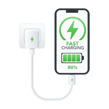 Fast charging smartphone battery indicator. vector illustration Stockillustratie