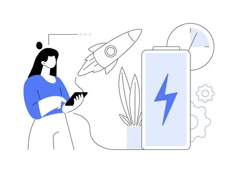 Fast charging technology abstract concept vector illustration. Illustrazione stock