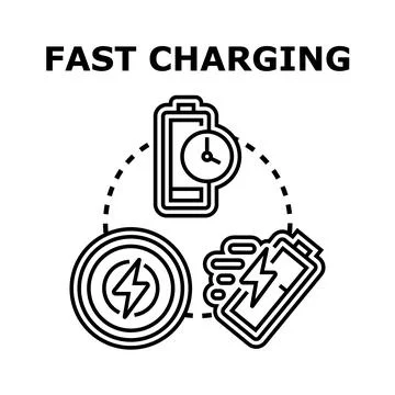 Fast charging technology providing quick power supply Stock Illustration