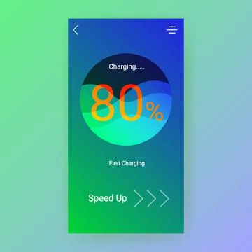 Fast charging user interface battery indicator app Stock Illustration