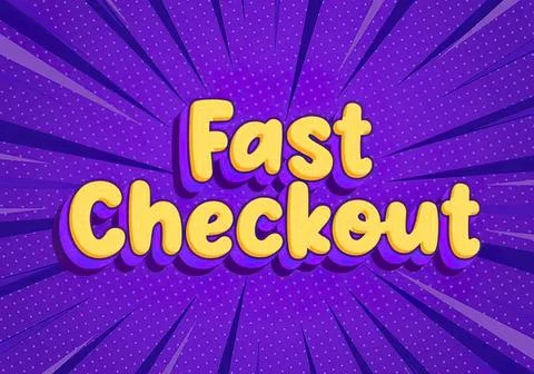 Fast checkout text on purple comic background Ilustração Stock
