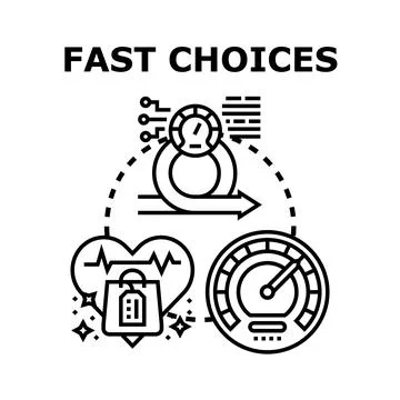 Fast choices concept illustrating quick decision making process Stock Illustration