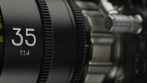 Fast Cine Lens Precision Focus Control Closeup Stock Footage 343630146