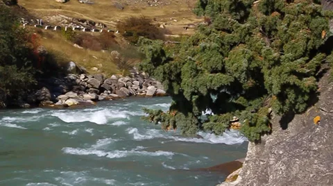 Fast, clean, mountain river flowing among stones Stock Footage 31546039
