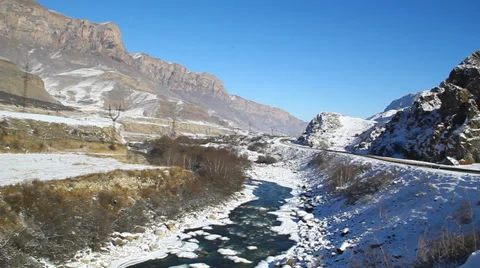 Fast, clean, mountain river flowing in the valley Stock Footage 34758402