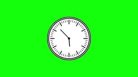 Fast Clock Animation 24 Hours Day Green Screen Stock Footage 308140168