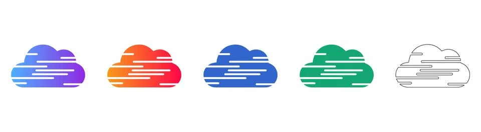 Fast Cloud Computing &amp; Data Storage Icons Set Stock Illustration