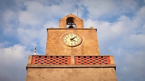 Fast clouds, ancient clock tower, sky Video stock 70070886