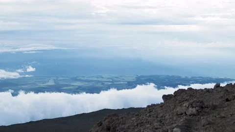 Fast Clouds by the Haleakala Crater Stock Footage 234682136