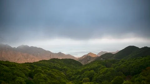 Fast Clouds over Anaga Mountains and Ocean at Sunset – 4K Timelapse Stock-Footage 314216867