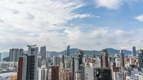 Fast Clouds Over Dense Hong Kong Residential Skyscraper Time-lapse Stock Footage 326705998