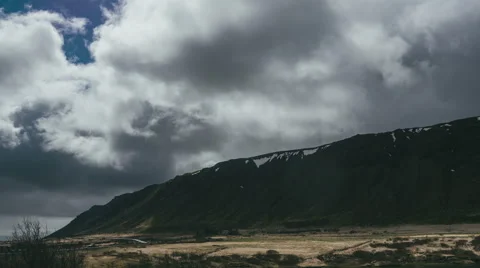 Fast clouds over mountains Iceland Landscape 4K Timelapse Stock Footage 56554057