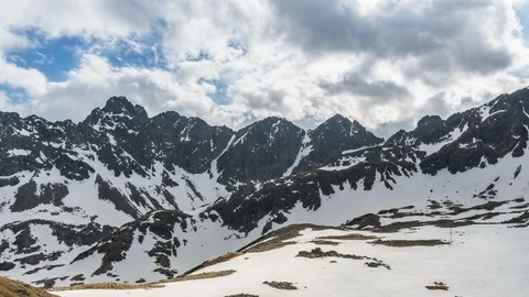 Fast clouds over winter mountains Stock Footage 89069173