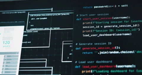 Fast, code and screen with software, cybersecurity or IT for overload or digital 스톡 동영상 309138788